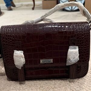 Kate Spade Dark Brown Crocodile-Embossed Messenger Bag